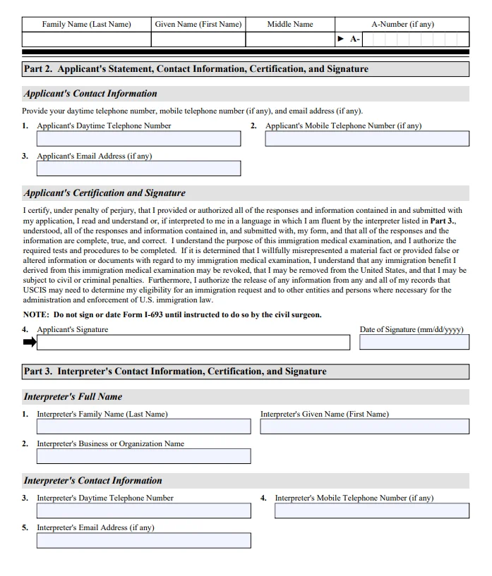 Form I 693: What It Is, How It Works, and How to Fill It Out 2 Form I 693 Immigration Medical Report in Cypress