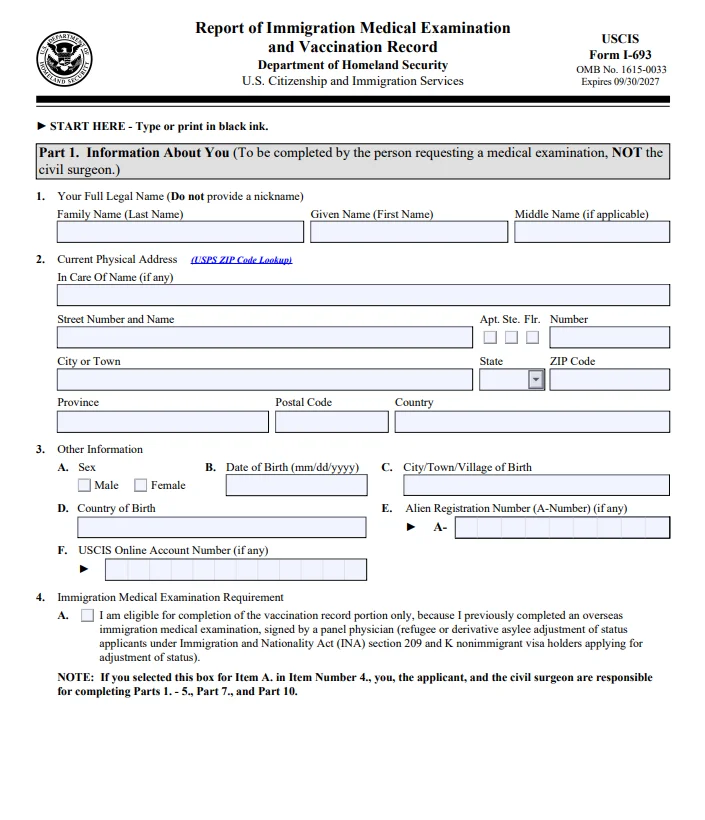 Form I 693: What It Is, How It Works, and How to Fill It Out 1 Form I 693 Medical
